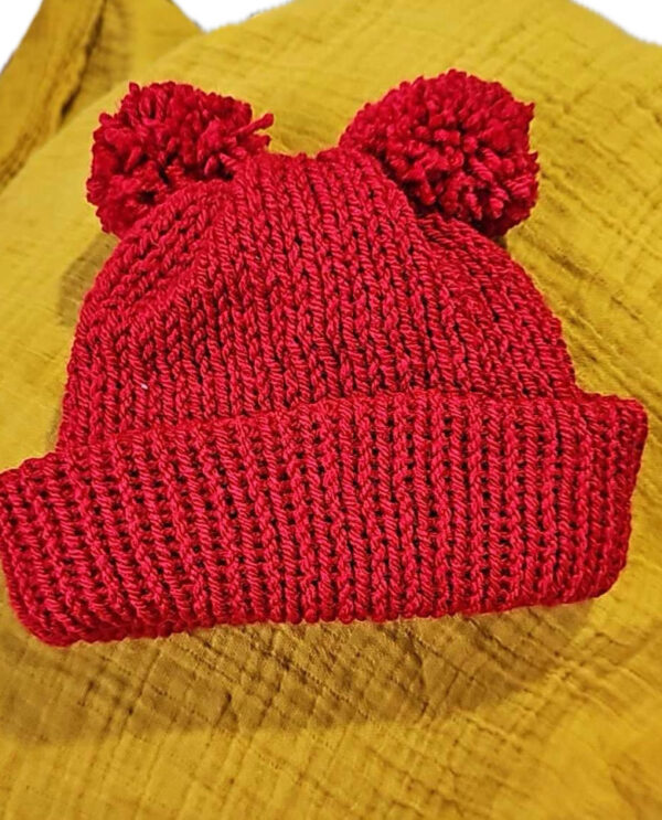 Baby Red Hat with 2 Pom-poms